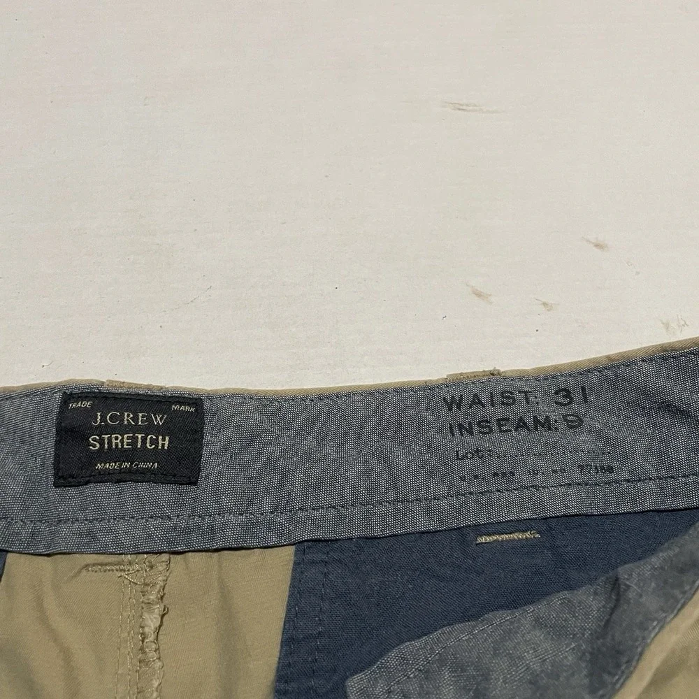 J Crew Shorts Mens 31 X 9 Beige Chino Flat Front Casual Stretch Khaki